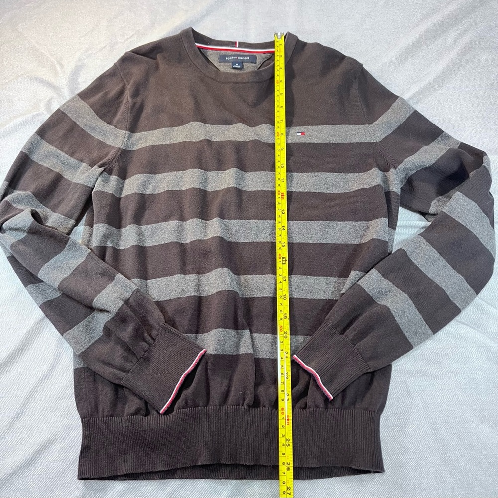 Tommy Hilfiger Men's Stripe  Crewneck Sweater in Black and Gray